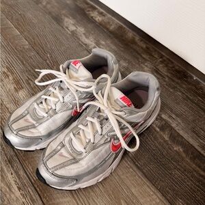 Nike Silver and Red Athletic Shoes